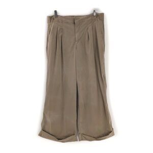 American Eagle Distressed Tan Ultra Wide Rolled Cuff Pleated Pants 36x28